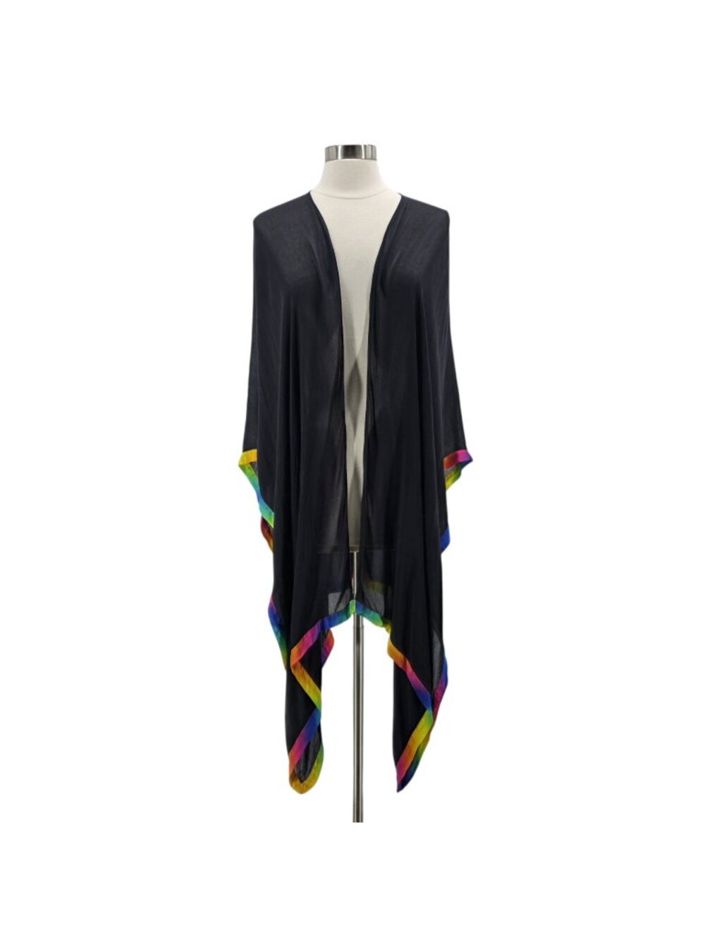 Kurt Geiger London Adult One Size Wrap Rainbow Black Viscose Silk Lightweight